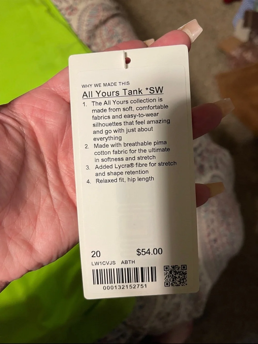 Lululemon all yours tank Seawheeze